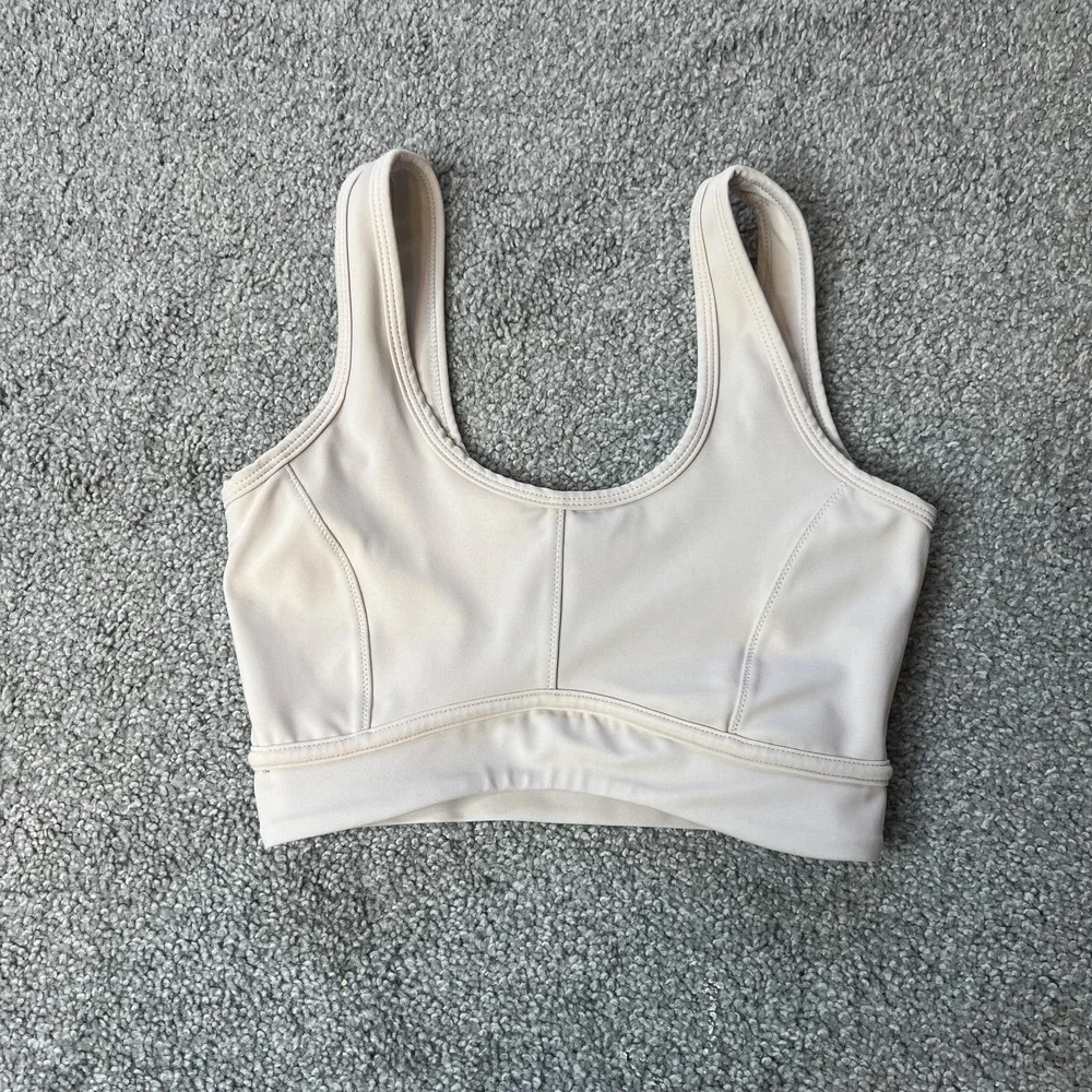 ALLFENIX Sports Bra Womens XS White Scoop Neck Longline‎ Athletic Yoga Gym